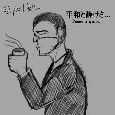 My OC Shiroyama Same drinks a cup of tea